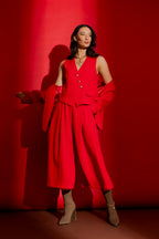 Red Self Stripe Culotte