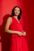 Red Self Stripe Sisca Vest