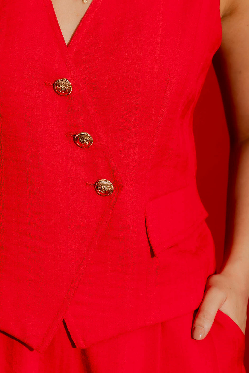 Red Self Stripe Sisca Vest