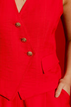 Red Self Stripe Sisca Vest