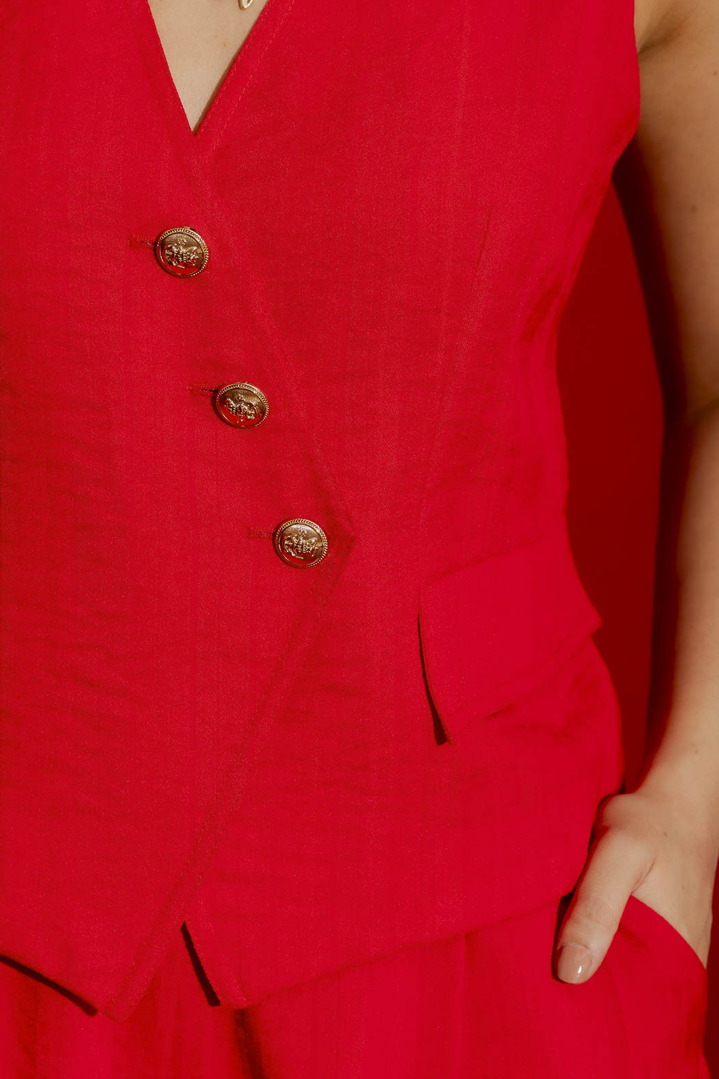 Red Self Stripe Sisca Vest