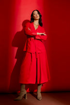 Red Self Stripe Soft Blazer