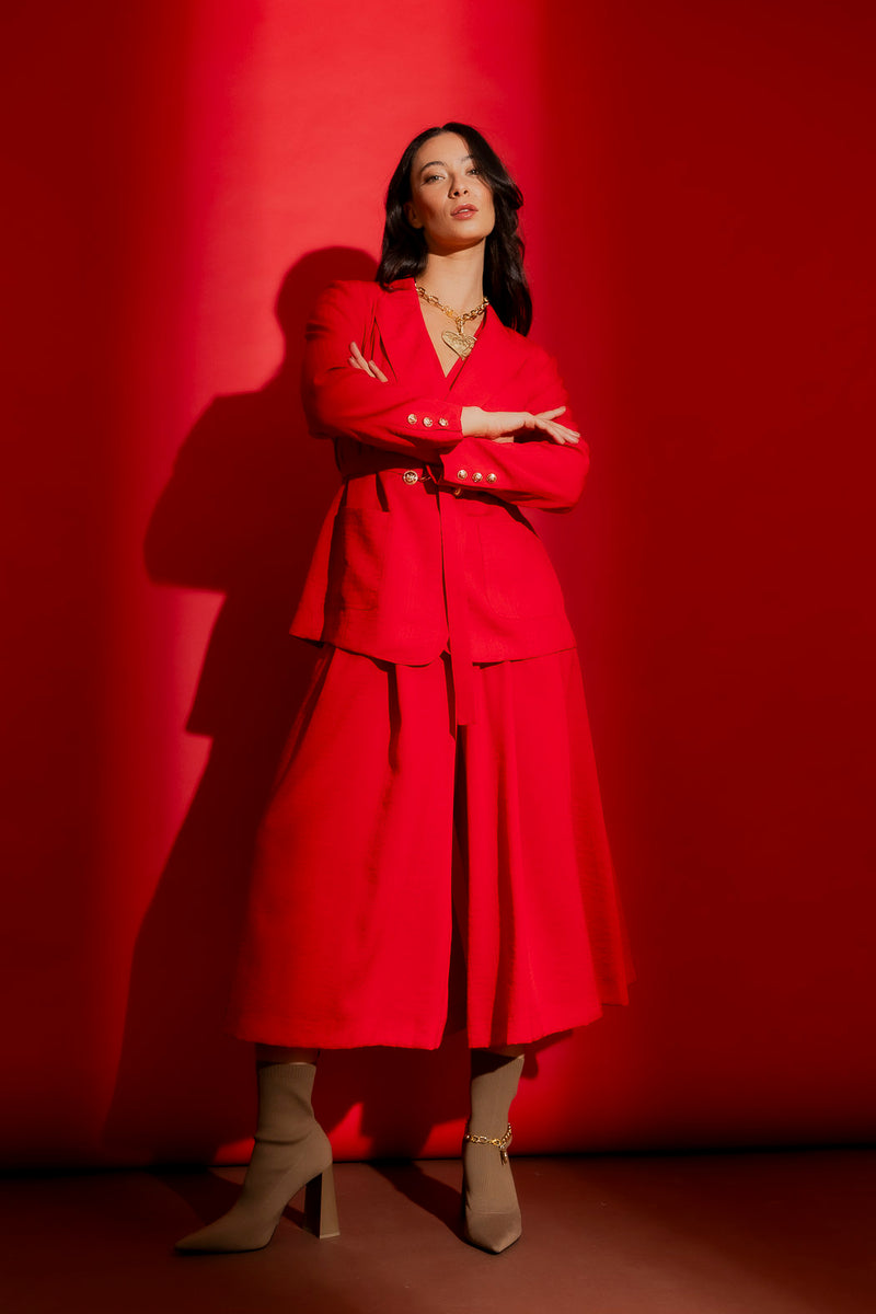 Red Self Stripe Soft Blazer