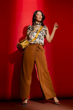 Beige Animal Silky Ruffle Cami Beige Animal