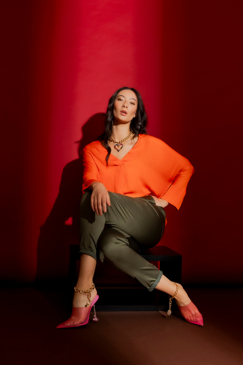 Orange Silky Bondi Top