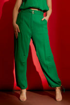 Green Crinkle Street Pant