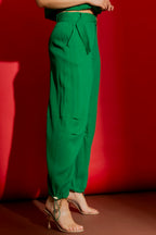 Green Crinkle Street Pant