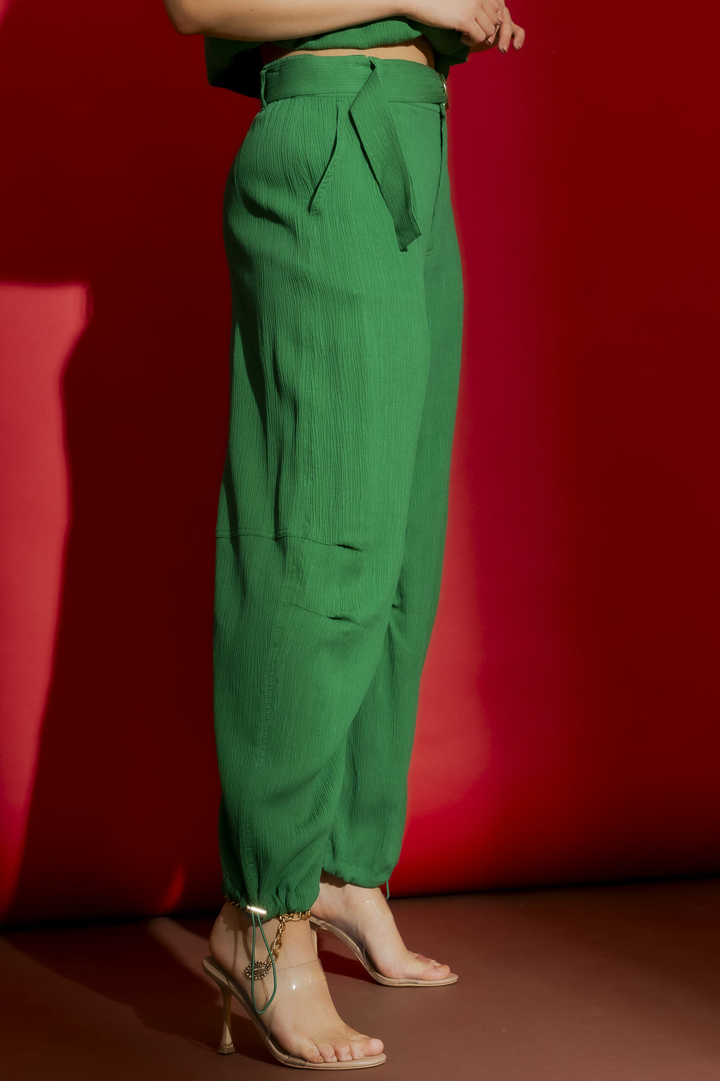 Green Crinkle Street Pant