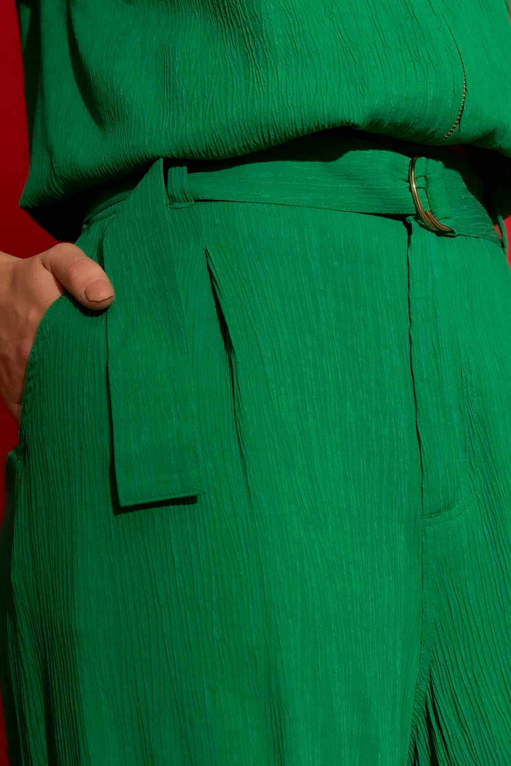 Green Crinkle Street Pant