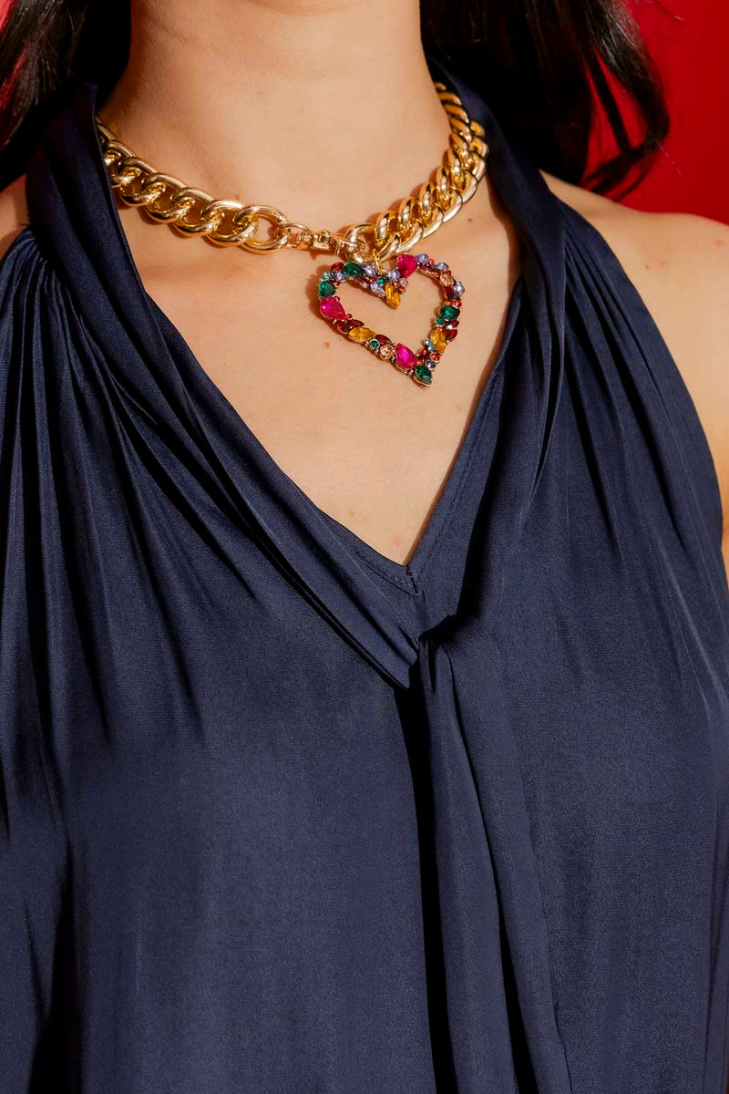Navy Tie Neck Cami