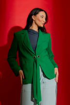 Green Crinkle Eyelet Blazer
