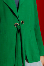 Green Crinkle Eyelet Blazer