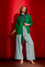 Green Crinkle Eyelet Blazer