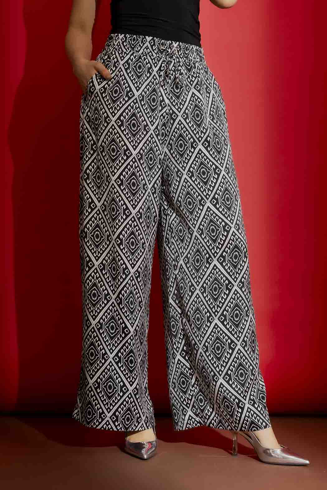 Black/White Silky Classic Culottes