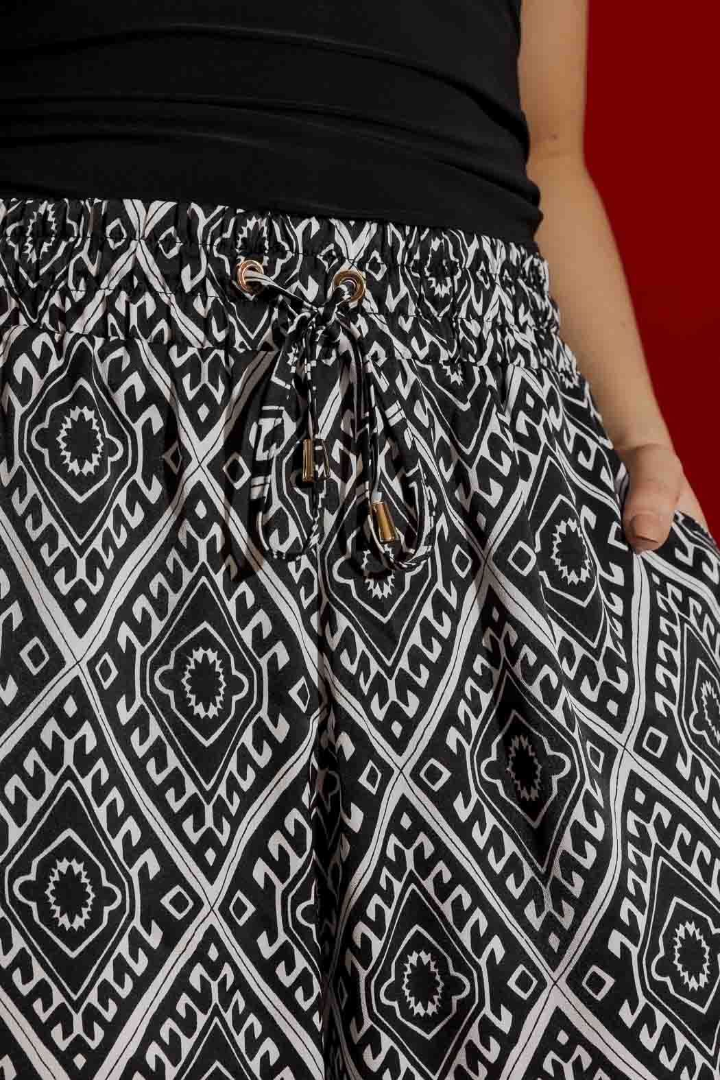 Black/White Silky Classic Culottes