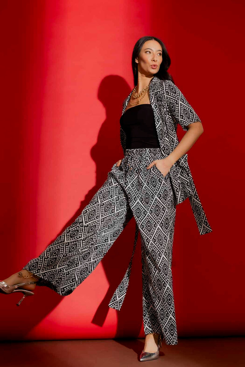 Black/White Silky Classic Culottes