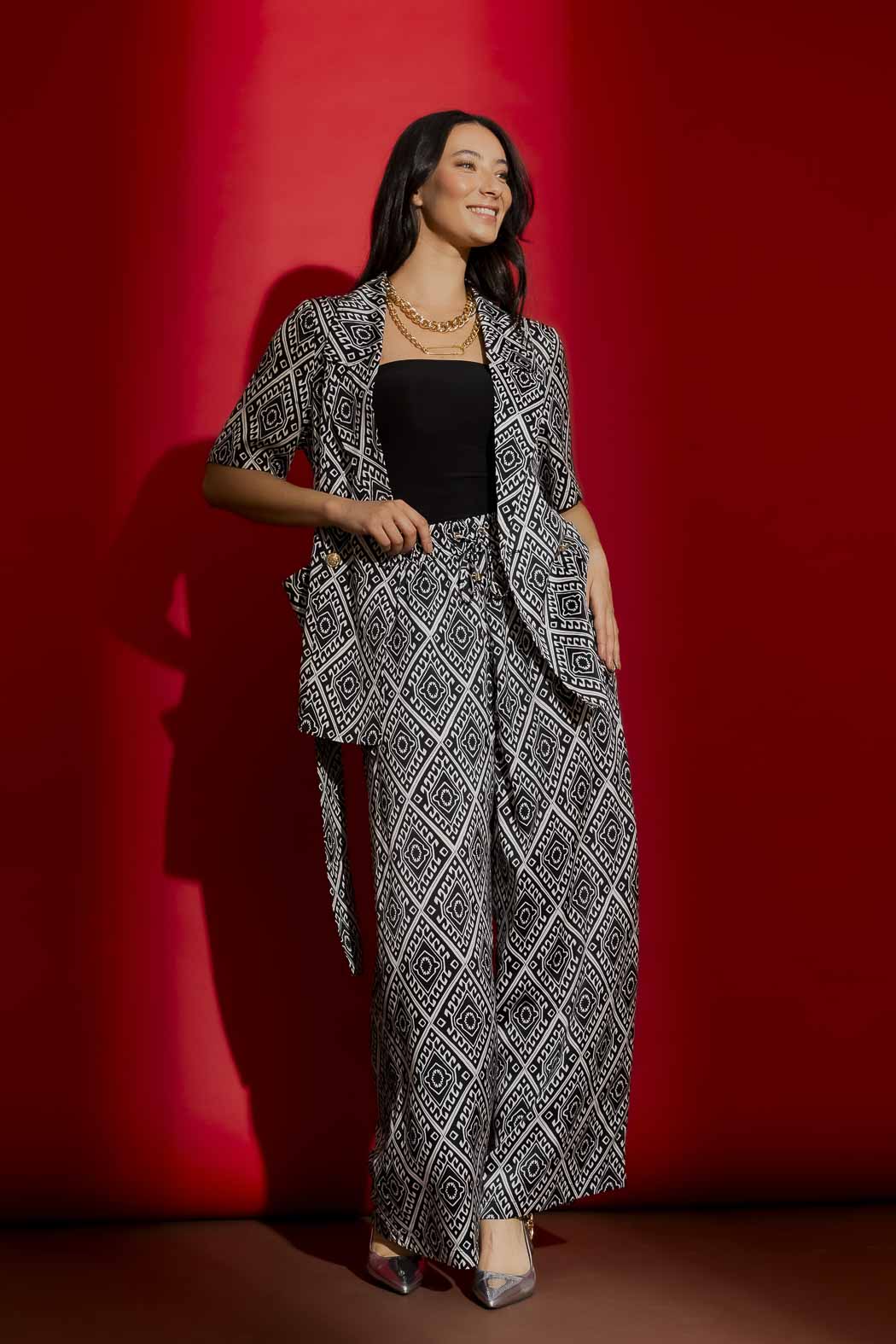 Black/White Silky Classic Culottes