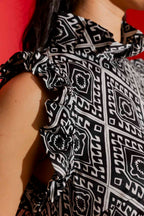 Black/White Silky Ruffle Cami