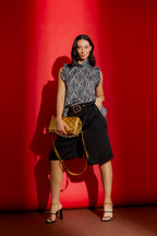 Black/White Silky Ruffle Cami