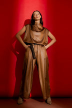 Chocolate Embossed Pleat Pant