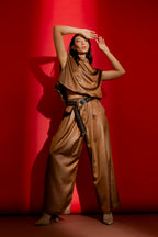 Chocolate Embossed Pleat Pant