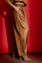 Chocolate Embossed Pleat Pant