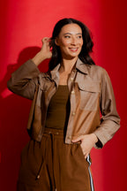 Chocolate Embossed Patchwork Jacket