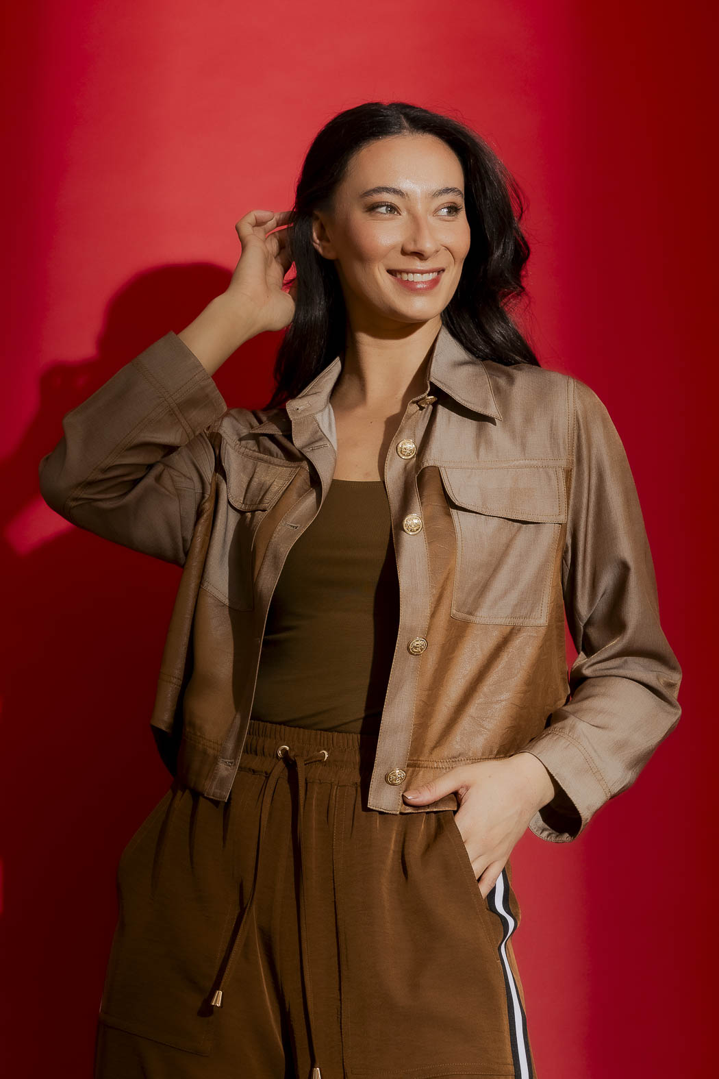 Chocolate Embossed Patchwork Jacket