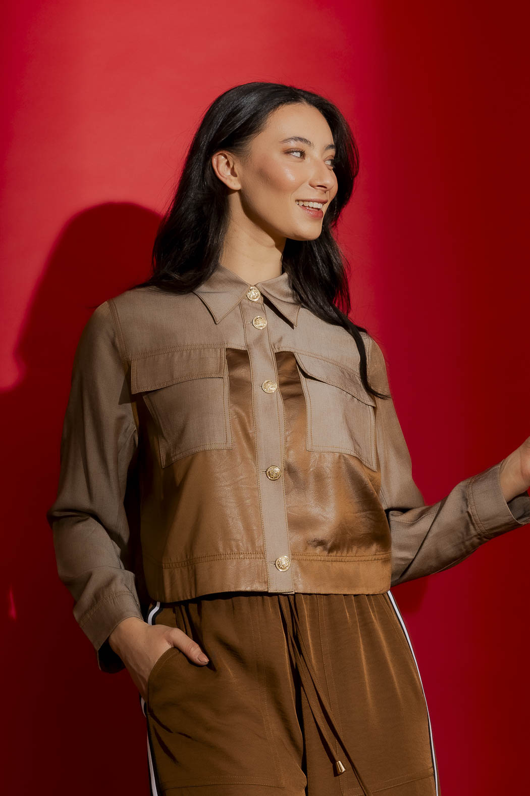Chocolate Embossed Patchwork Jacket