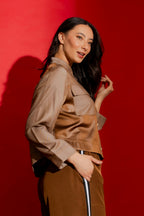 Chocolate Embossed Patchwork Jacket