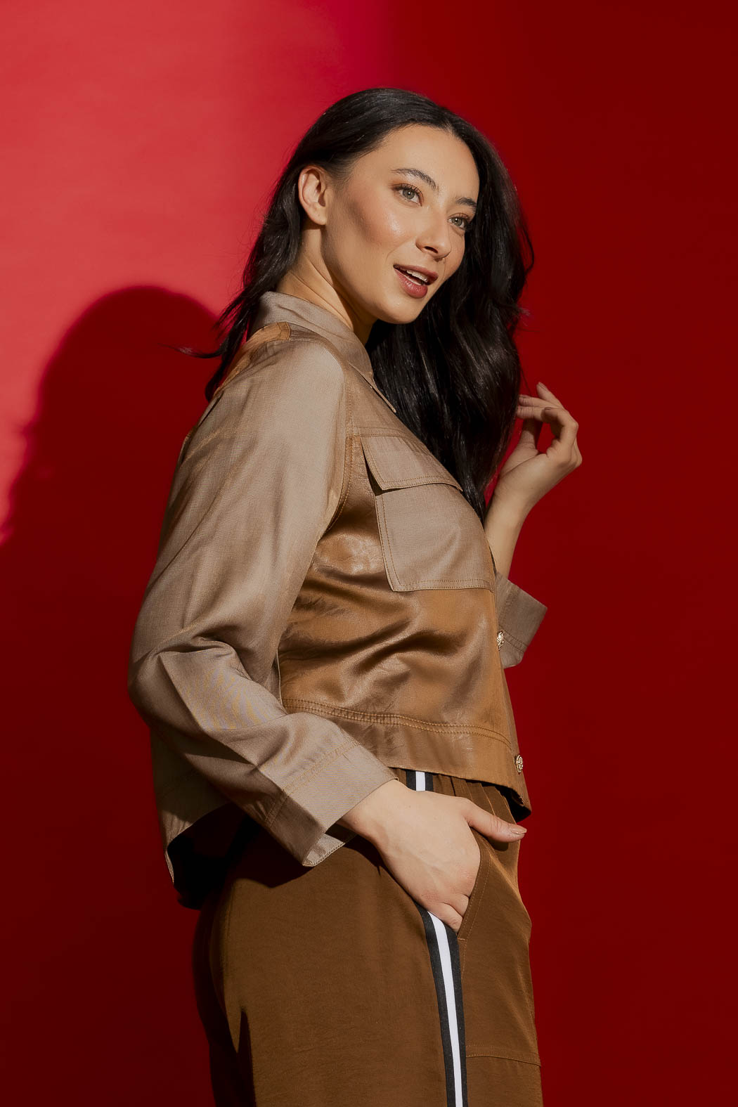 Chocolate Embossed Patchwork Jacket