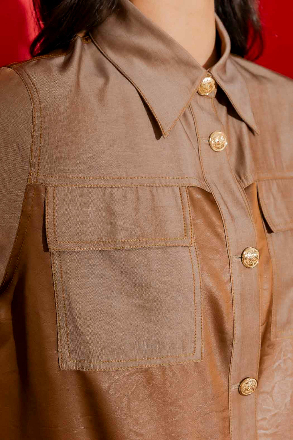 Chocolate Embossed Patchwork Jacket