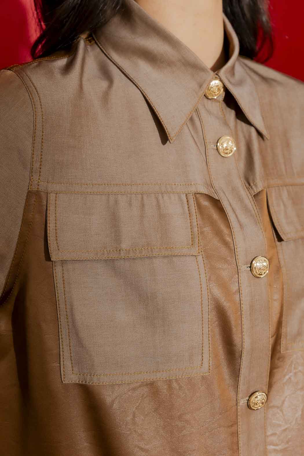Chocolate Embossed Patchwork Jacket