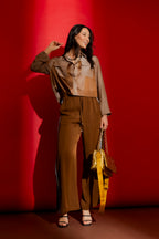Chocolate Embossed Patchwork Jacket