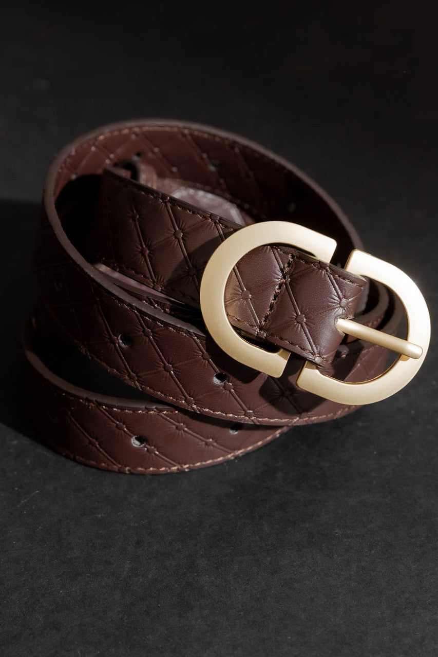 Chocolate Embossed Classic Belt Chocolate O/S
