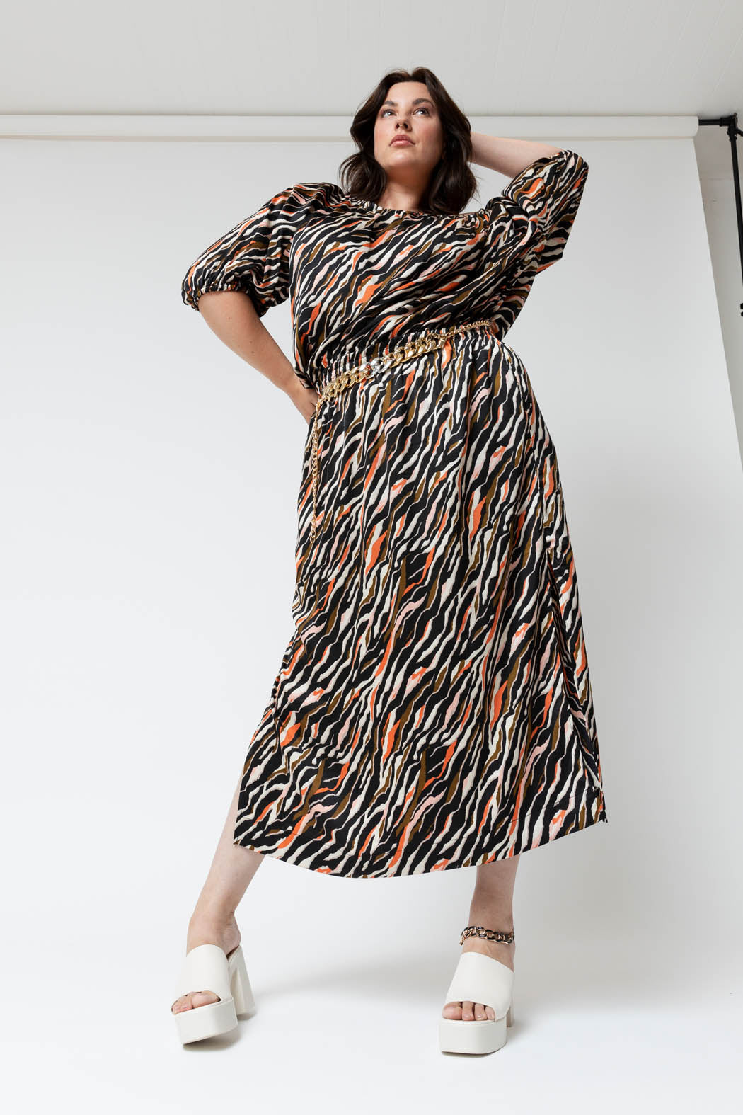 Multi Animal Off Shoulder Dress - FINAL SALE