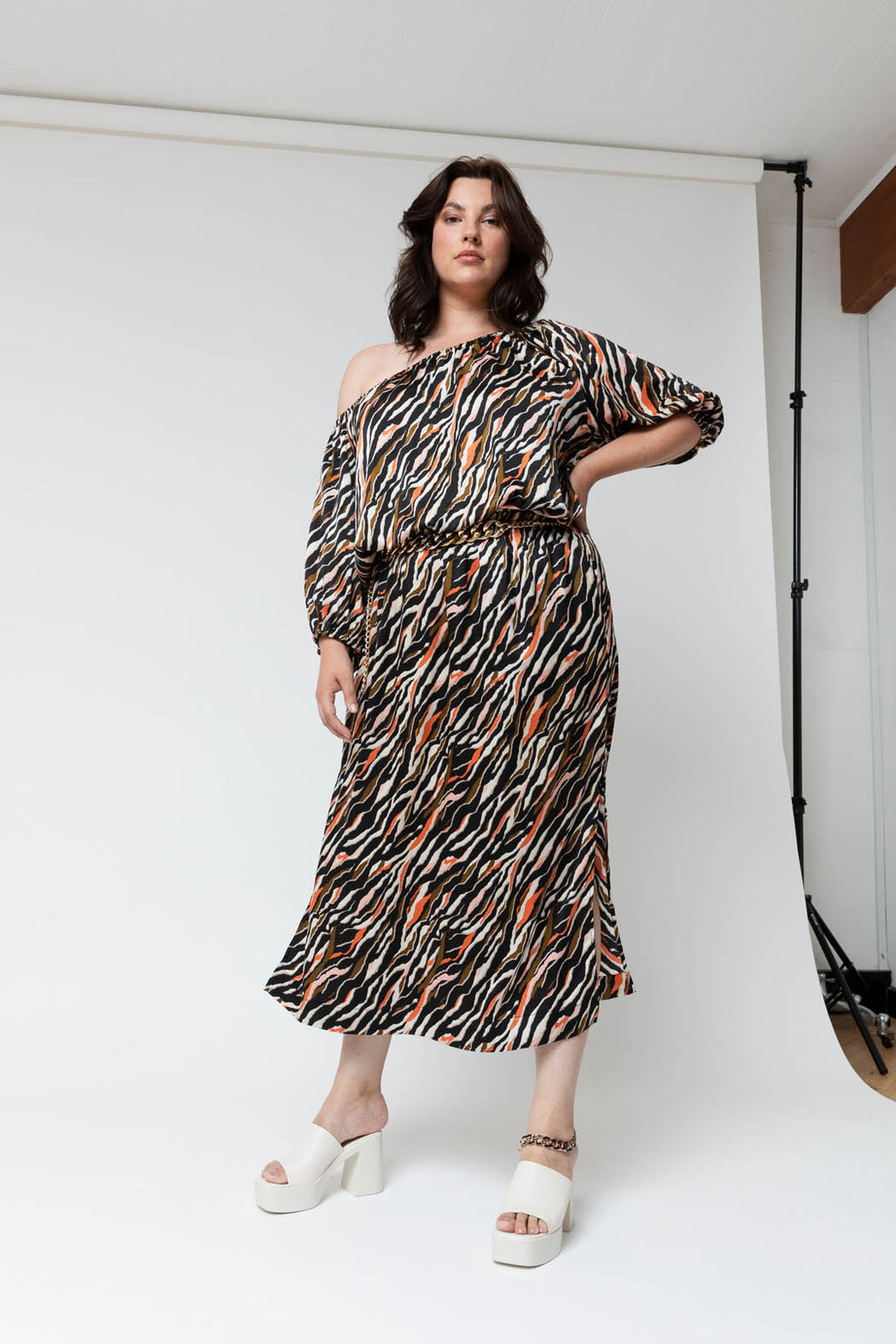 Multi Animal Off Shoulder Dress - FINAL SALE