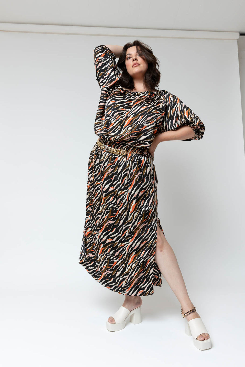 Multi Animal Off Shoulder Dress - FINAL SALE