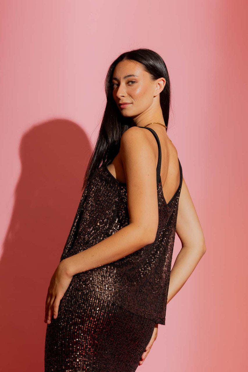 Copper Sequin Crop Cami