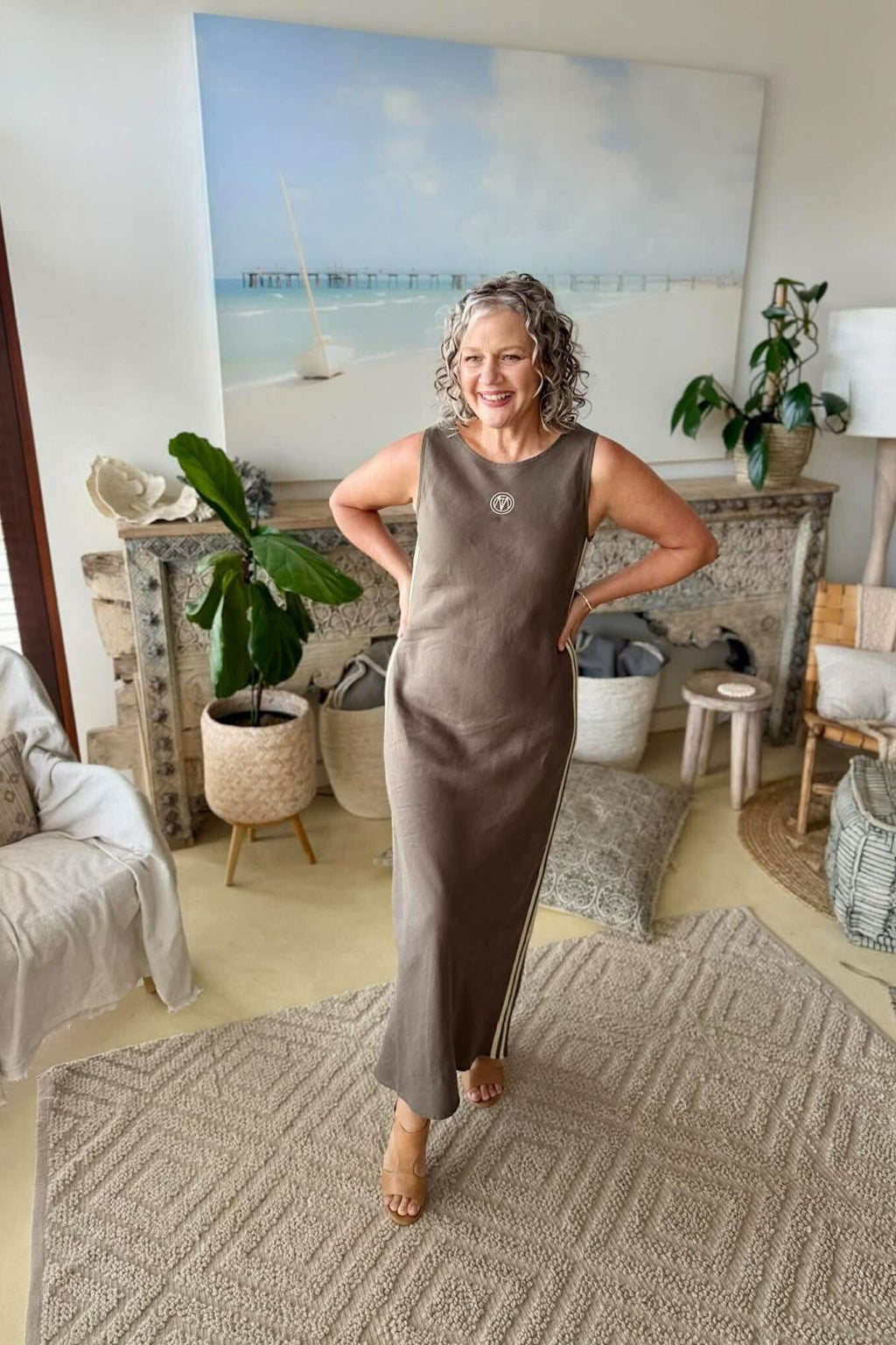 Pewter Washed Linen Bias Dress