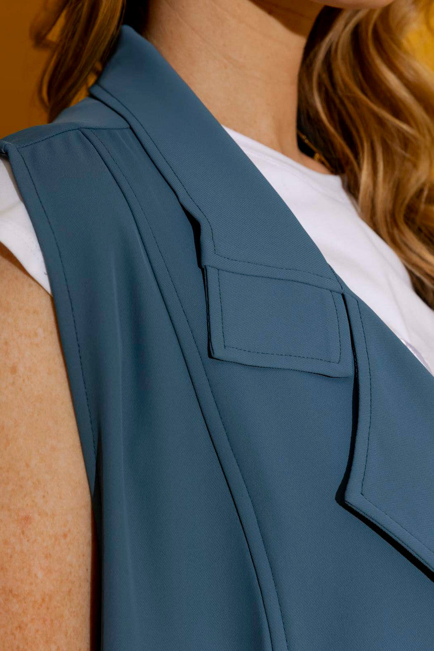 Slate Euro Longline Belted Vest