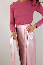 Blushed Pearl Vegan Leather Wrap Skirt - NT