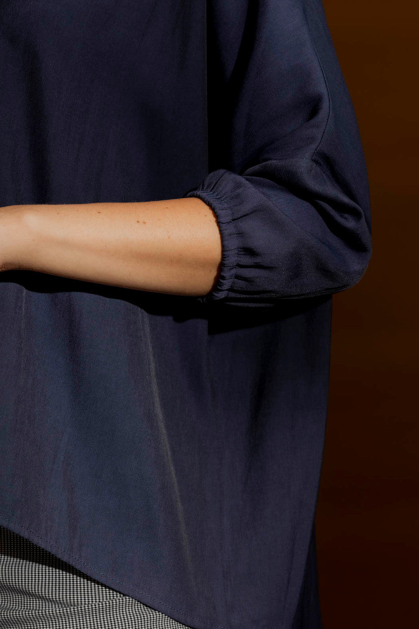 Navy Silky Hi-Lo Top