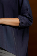 Navy Silky Hi-Lo Top