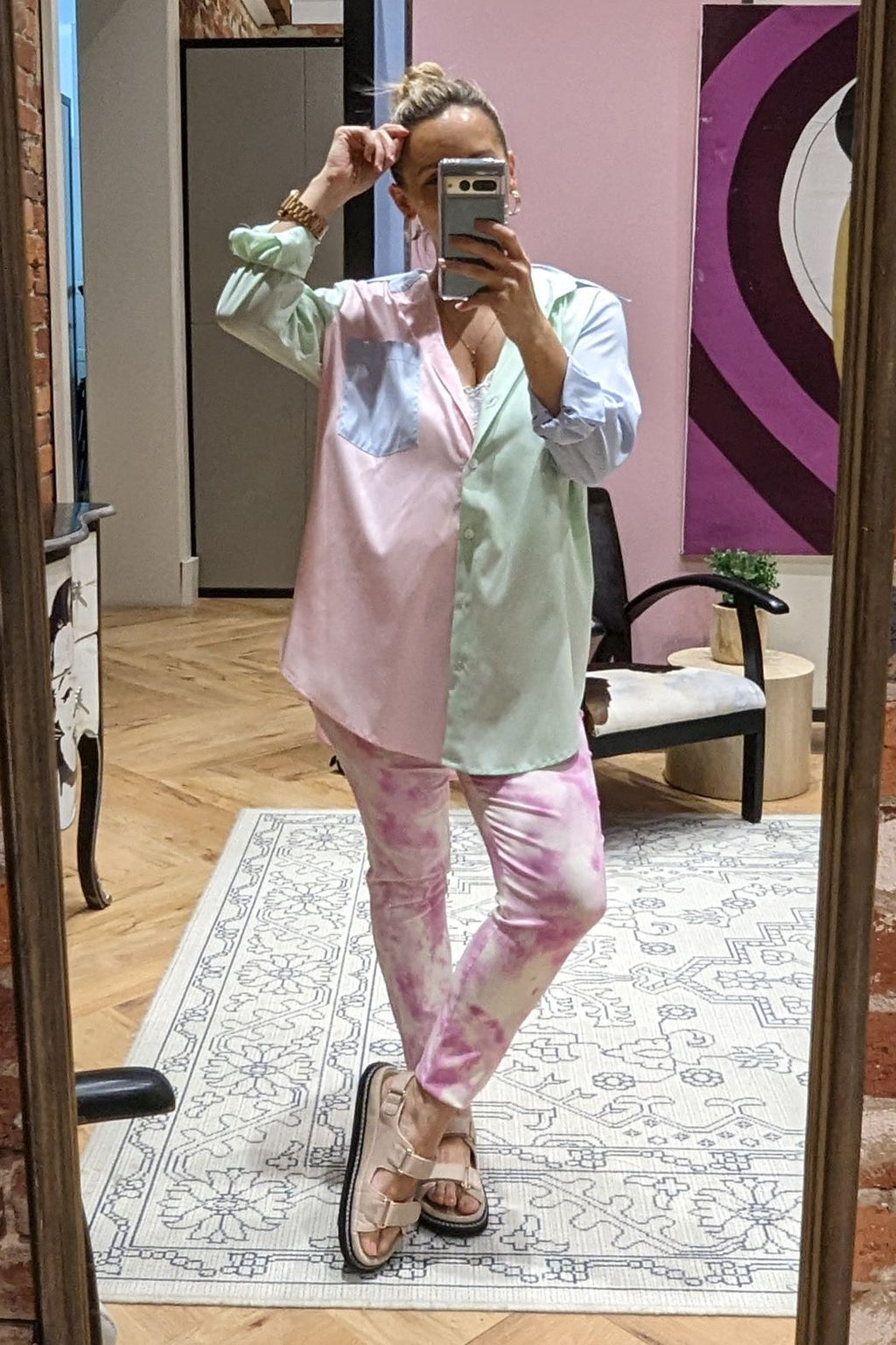 Summer Stripe Patchwork Shirt - Final Sale