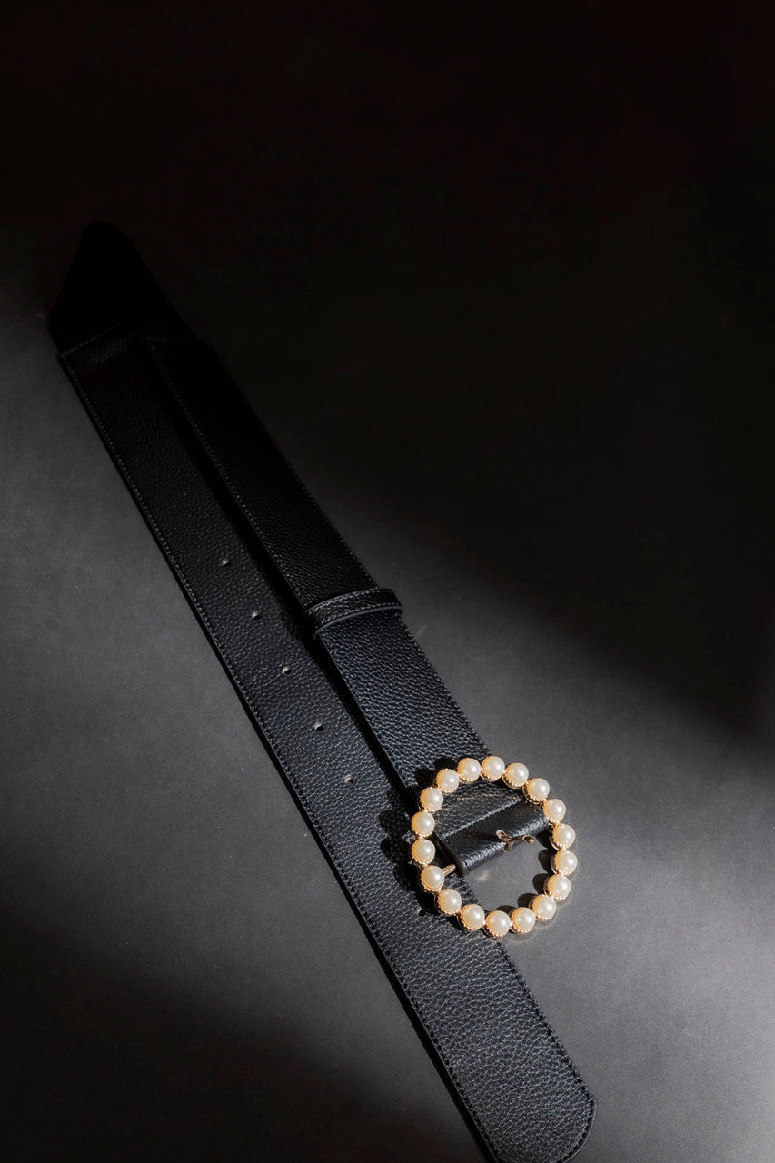 Black Pearl Buckle Belt Black S/M
