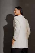 Ivory Sandwashed Linen Oversized Blazer