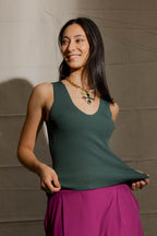 Forest Rib V Neck Cami
