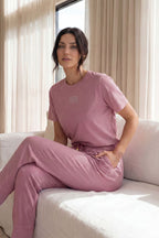 Pink Washed cotton Emblem T-Shirt