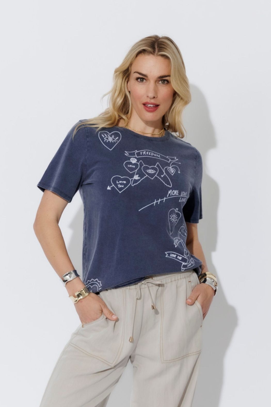 Navy Washed Cotton Freedom T-Shirt